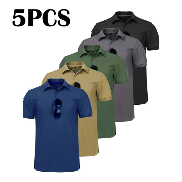 5Pcs Men's Summer Short Sleeve T-Shirt For Hiking Sports